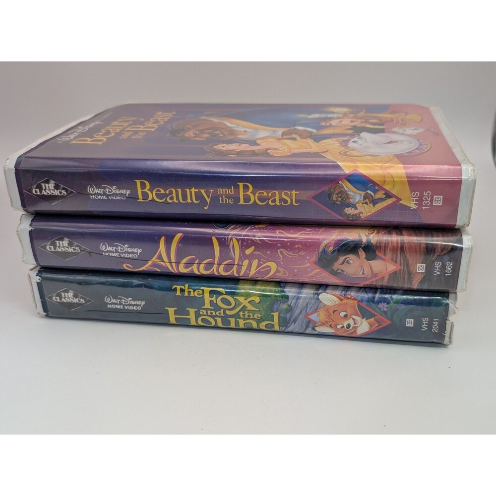 Disney Black Diamond VHS Lot of 3 Beauty & The Beast Aladdin Fox & The Hound